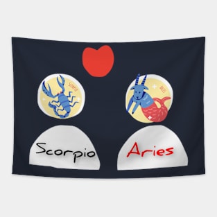 Scorpio Loves Aries Tapestry