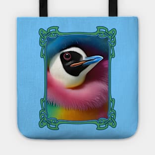 Funky rainbow penguin bird lover bright graphic Tote