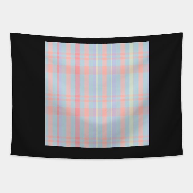 Pastel Aesthetic Catriona 1 Hand Drawn Textured Plaid Pattern Tapestry by GenAumonier