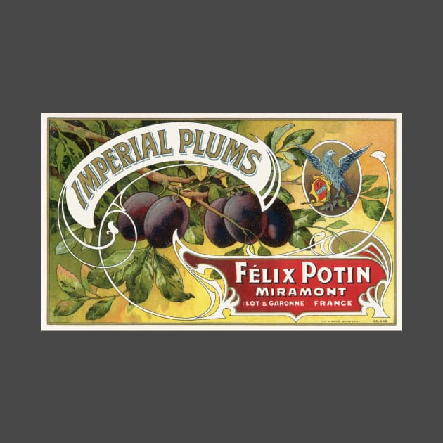 Vintage Imperial Plums Fruit Crate Label by MasterpieceCafe