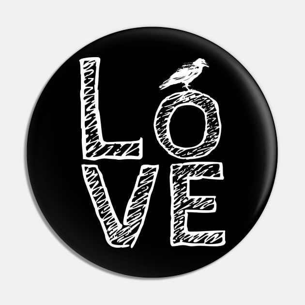 Crow Love Heart Flight Caw Gothic Avian Pin by DesignatedDesigner