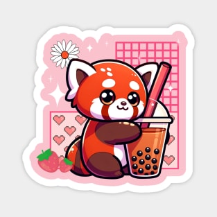 Red Panda Boba Magnet