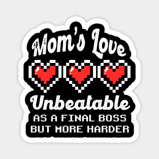 Mothers Day 2024 Mom's Love Unbeatable Retro Pixel Hearts Magnet