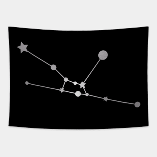 Taurus Zodiac Constellation in Silver - Black Tapestry