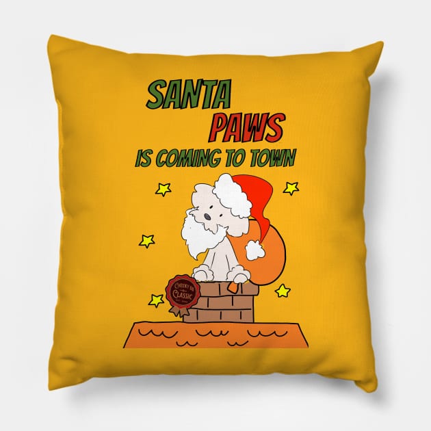 Santa Paws is Coming to Town Pillow by Cheeky BB