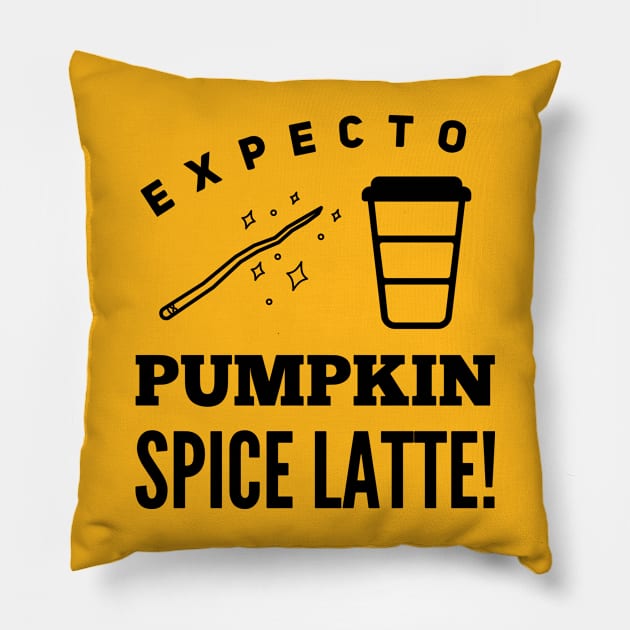 Expecto Pumpkin Spice Latte! - BLACK Pillow by ReallyRosie