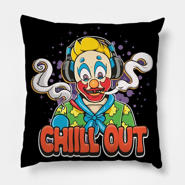 Pop Culture Clown in Hip Hop Gear smoking Pillow by diegotorres