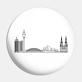 Sydney Skyline in black with details Pin