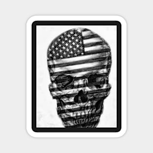 Black and White pencil skull. Magnet