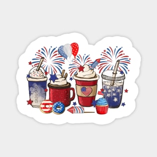 4th of July Coffee Lover Patriotic Ice Cream Red And Blue Magnet