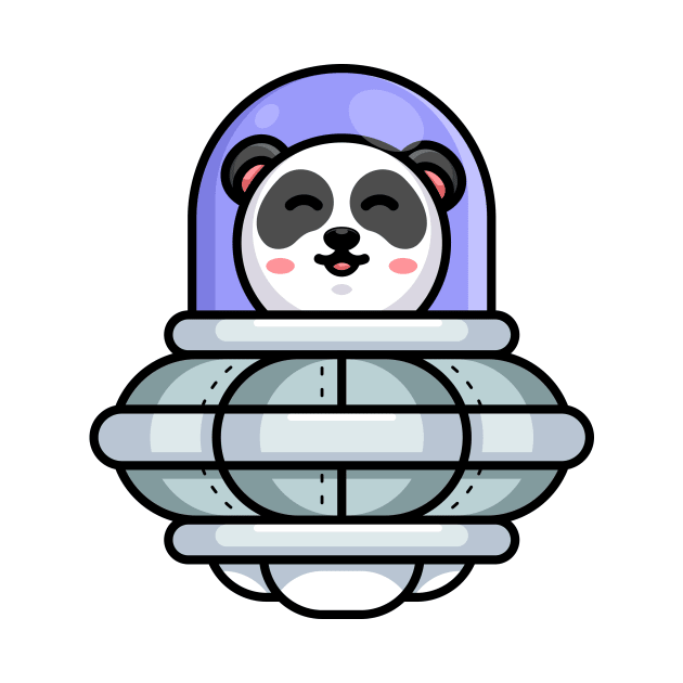 Cute panda driving spaceship ufo cartoon by Wawadzgnstuff