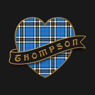 The THOMPSON Family Tartan Heart & Ribbon Retro Family Insignia T-Shirt