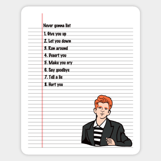 Rick Roll Never Gonna Checklist - Rick Roll - Pin