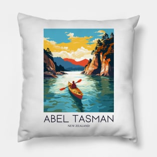 A Pop Art Travel Print of Abel Tasman National Park - New Zealand Pillow