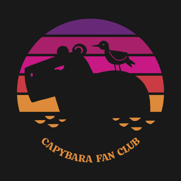 Retro Sunset Capybara Fan Club by Archie & Ainslie