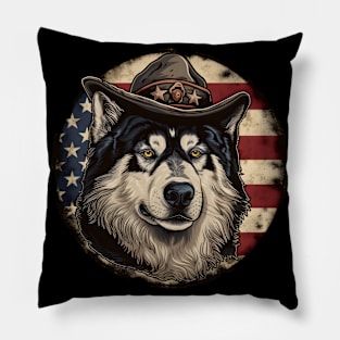 Alaskan Malamute 4th of July Pillow