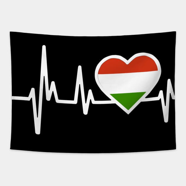 Hungary Heartbeat Flag Tapestry by Dojaja