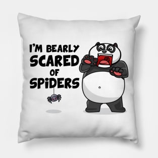 Bearly scared of spiders (on light colors) Pillow