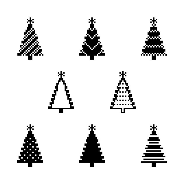 Cute 8 Bit Pixel Christmas Trees by Wolfkin Design