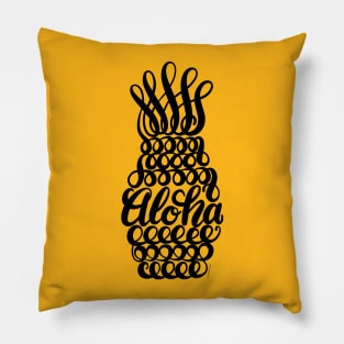 Aloha Pineapple Graphic Hand Lettered Illustration Pillow