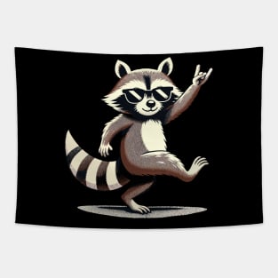 Retro Raccoon Rock and Roll Music Gift Funny Raccoon Tapestry