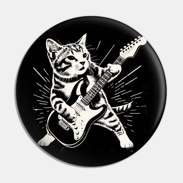 Funny Cat Playing on electric guitar guitariste Pin by rhazi mode plagget