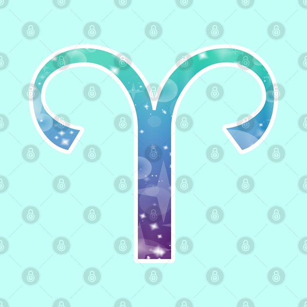 Aries Zodiac Symbol in Magical Mermaid Colors by bumblefuzzies