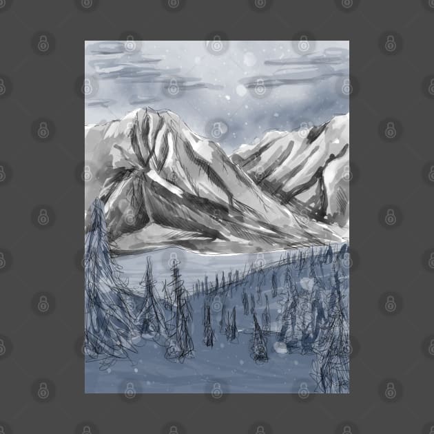 Snowflake mountain winter wonderland by AnnaEleCreate