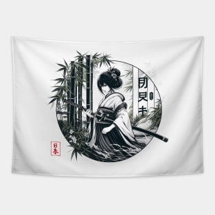 japanese woman kimono bamboo forest Tapestry