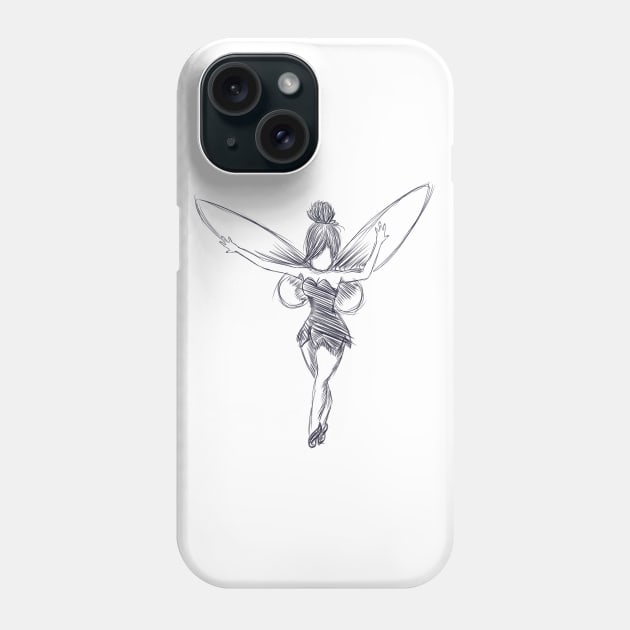 Tinkerbell crayon b&w Phone Case by Littlepancake