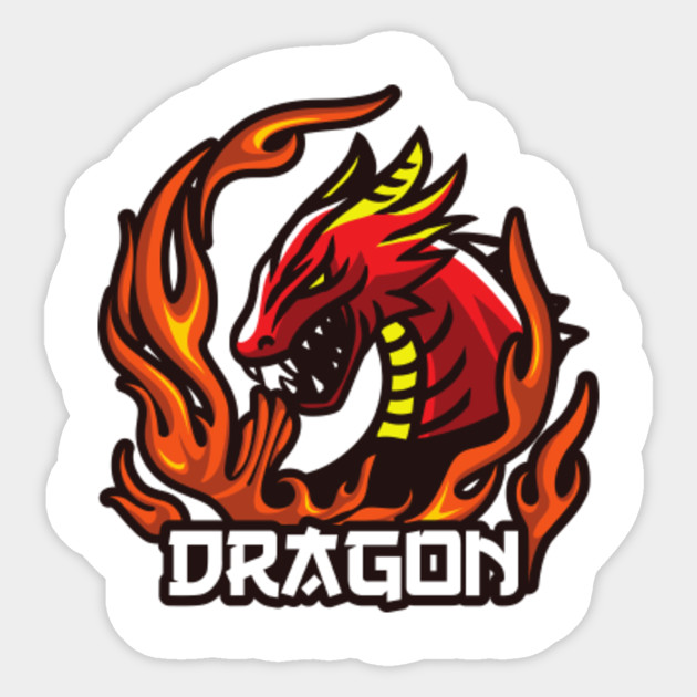 Red Fire Dragon Dragon Logo Sticker Teepublic