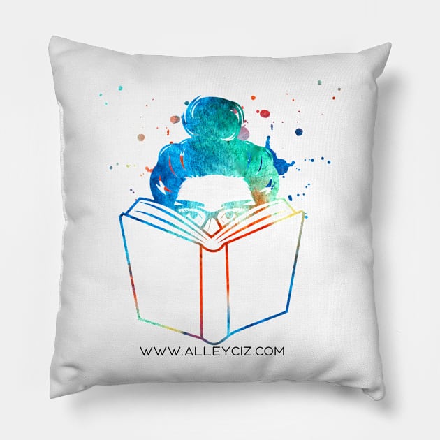 Woman Reading Messy Bun Color Splash Pillow by Alley Ciz