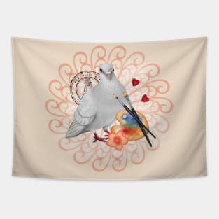 White Dove with Painting Palette Tapestry