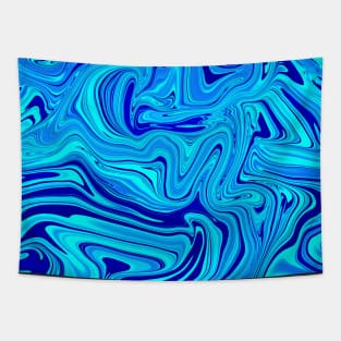 Different Shades of Blue Digital Fluid Art Tapestry