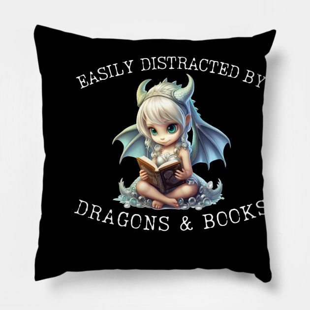 Easily Distracted By Dragons And Books Introvert Shirt Pillow by K.C Designs