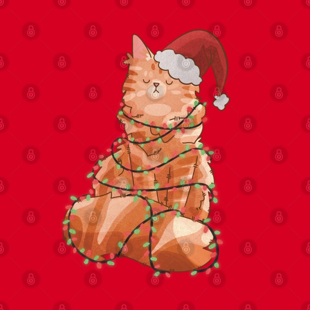 Wrapped in Christmas Lights - Red Maine Coon by Feline Emporium