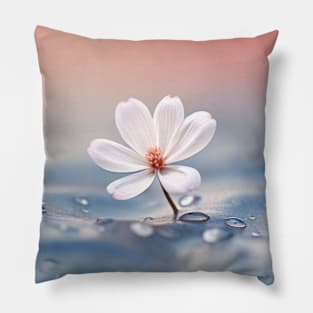 Flower Water Drop Nature Serene Tranquil Pillow