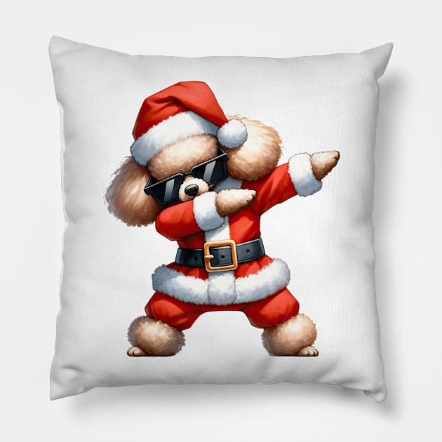Christmas Poodle Dog Dabbing Dance Pillow by Chromatic Fusion Studio