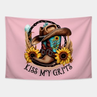 KISS MY GRITS COUNTRY WESTERN Tapestry