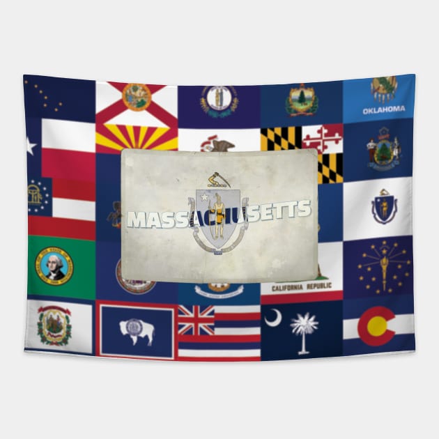 Massachusetts vintage style retro souvenir Tapestry by DesignerPropo