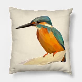 Kingfisher Bird Lowpoly Art Pillow