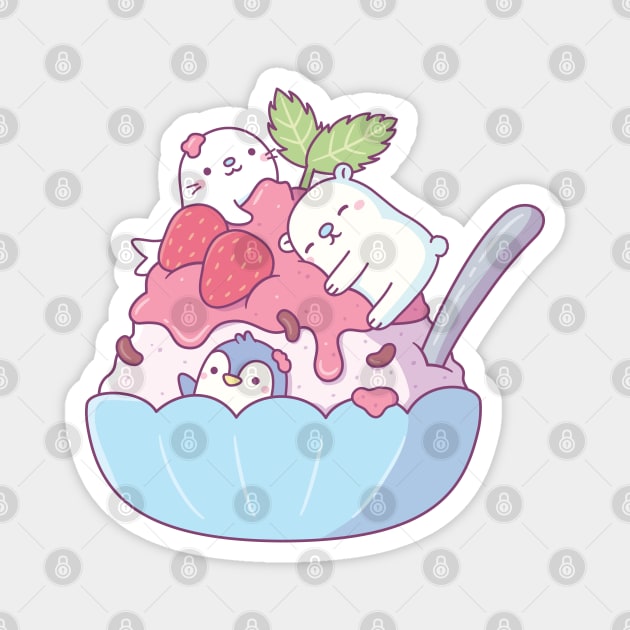 Shaved Ice Dessert with Cute Seal, Polar Bear and Penguin Magnet by rustydoodle