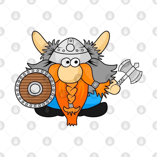 Funny Little Viking Warrior Cartoon Illustration by RageRabbit