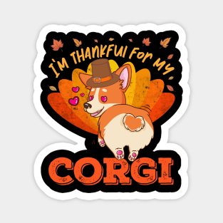 Thankful for my Corgi Dog Cute Thanksgiving Magnet