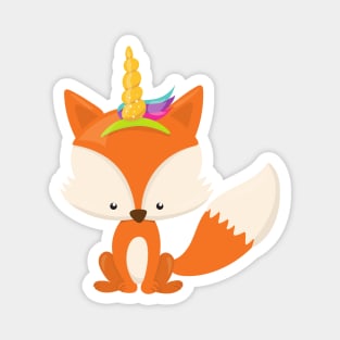 Unicorn Fox, Cute Fox, Little Fox, Orange Fox Magnet