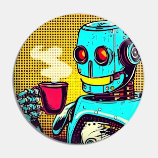 Coffee Love by Robot in Space Artificial Intelligence Pop Art t Style Pin