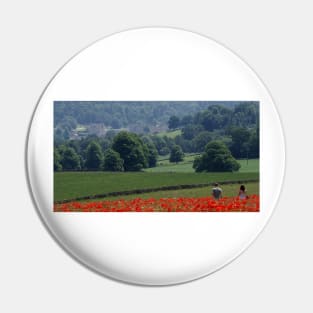 Field of poppys  near baslow in derbyshire with chatsworth house in the distance Pin