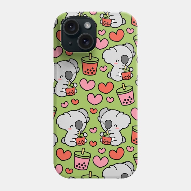 Cute Koala Bear Sipping Bubble Tea - Kawaii Boba Pattern Phone Case by BobaTeaMe