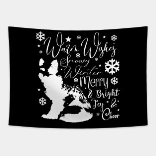 Warm Wishes Holiday Snow Fox in Light Font Tapestry