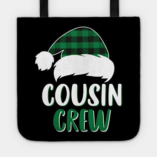 Cousin Crew Green Plaid Santa Hat Family Matching Christmas Pajama Tote